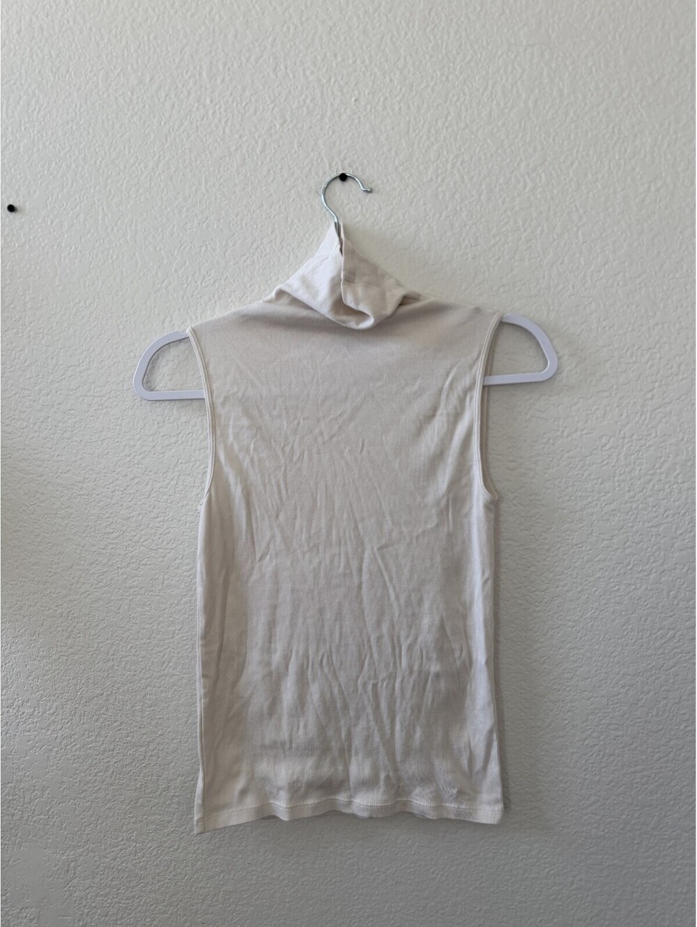 M.M. LaFleur Cream Sleeveless Turtleneck Top quiet luxury office jett tank